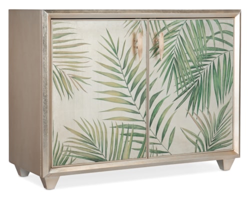 Transitional Tropical Two-Door Chest with Adjustable Shelf