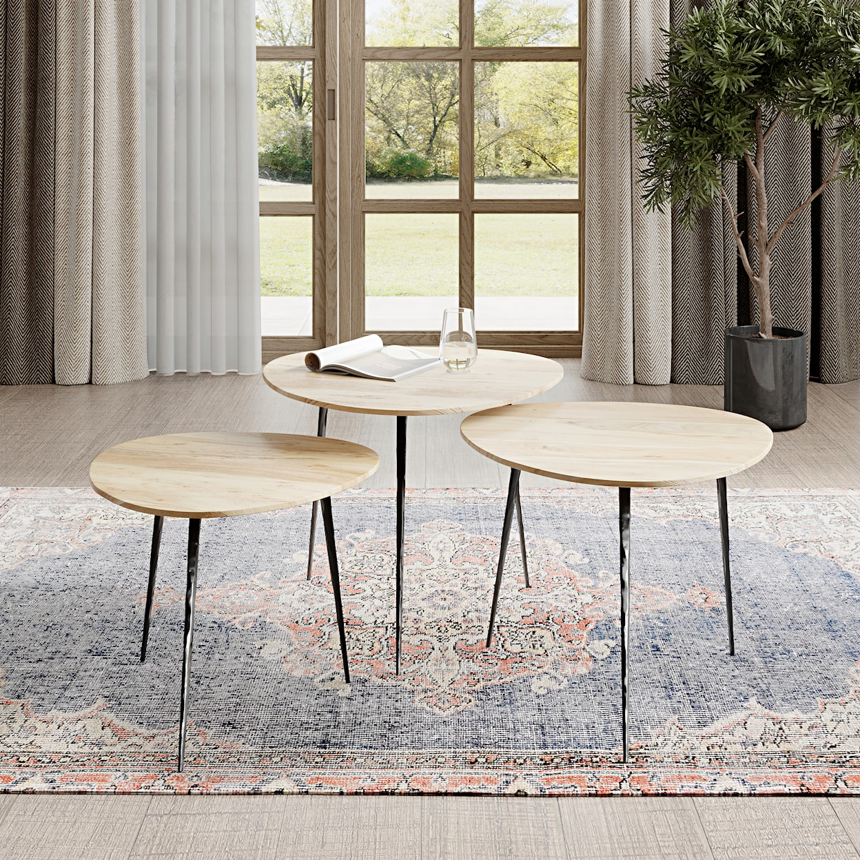 Jofran Reeves Nesting Table - Set of 3 - Natural