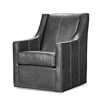 Transitional Leather Swivel Chair with Accent Stitching