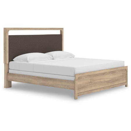 King Upholstered Panel Bed