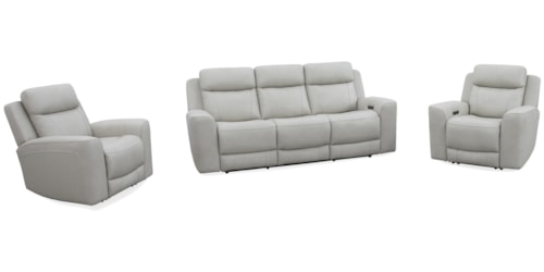Casual Power Reclining Sofa and Dual Recliners Set with Power Headrests
