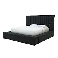 Danbury Contemporary Charcoal Upholstered Storage Bed - Queen