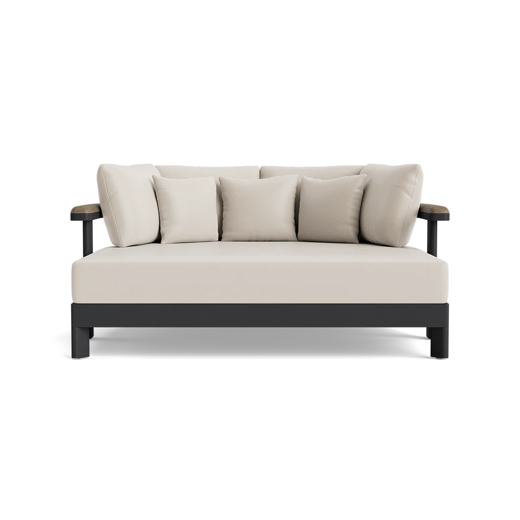 Brown Jordan Luca 67" Modern Pillow Daybed w/Teak Panel Arms