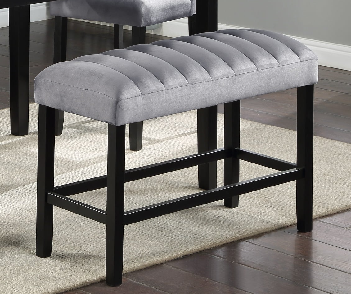 Crown Mark Pascal 2724BENCH Transitional CounterHeight Dining Bench with Channel Tufted