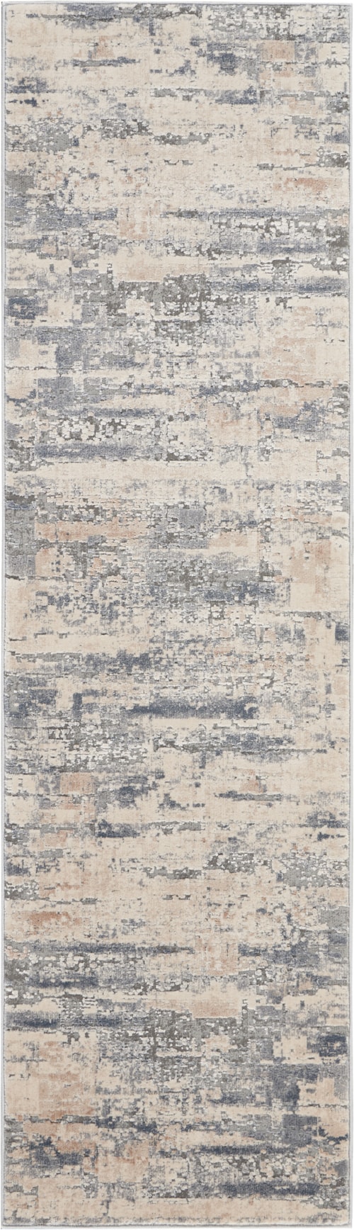 2'2" x 7'6" Beige/Grey Runner Rug