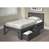 Mission Style Twin Bed with Under Bed Drawers - Gray