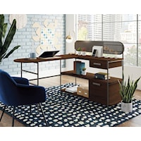 Contemporary L-Shaped Desk with Open Shelf Storage