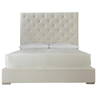 Contemporary Cal King Bed with Tufted Headboard