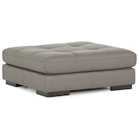 Miami Contemporary Upholstered Square Ottoman with Block Feet