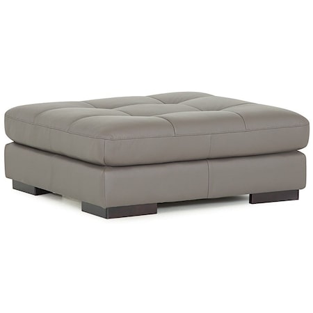 Miami Contemporary Upholstered Square Ottoman with Block Feet