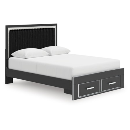 Queen Upholstered Panel Storage Bed