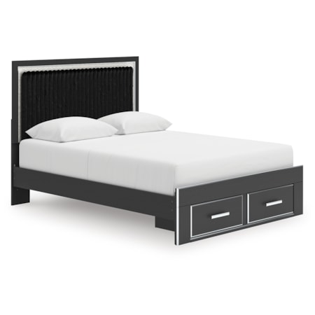 Queen Upholstered Panel Storage Bed