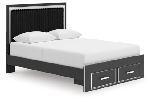Queen Upholstered Panel Platform Storage Bed