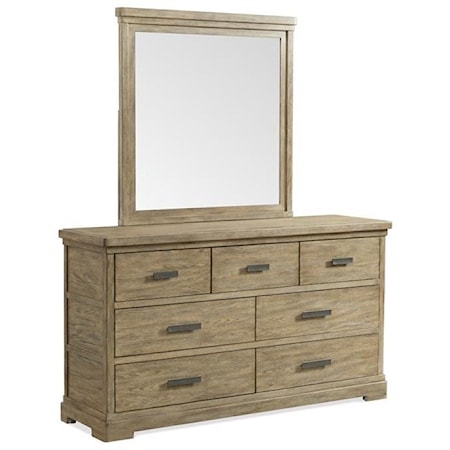 Seven-Drawer Dresser with Landscape Mirror