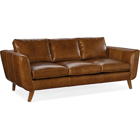 Contemporary Stationary Sofa with Wood Legs
