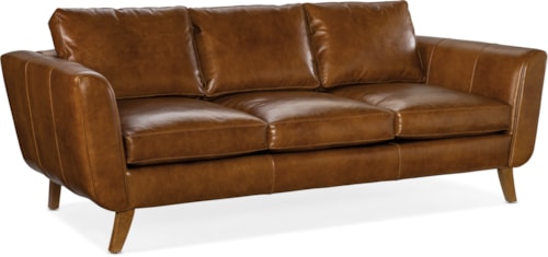 Contemporary Stationary Sofa with Wood Legs