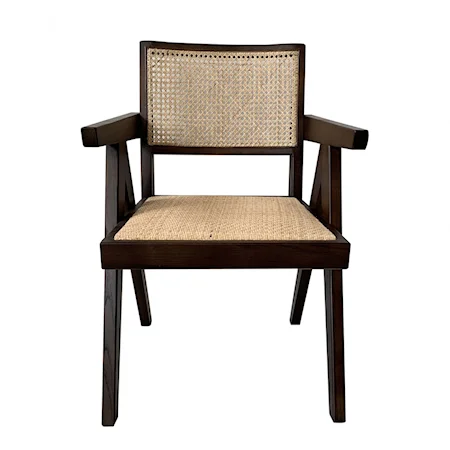 Mid-Century Modern Dark Brown Solid Elm Chair 