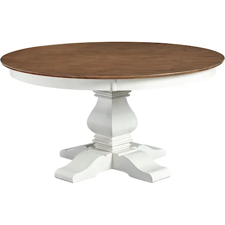 Transitional Round Dining Table with Single Pedestal Base