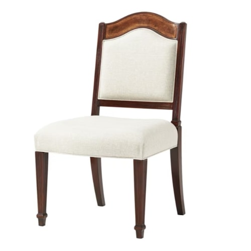 Transitional Upholstered Dining Side Chair with Reeded Upright Legs