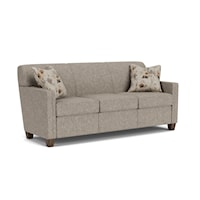 Contemporary Sofa with Track Arms and Accent Pillows