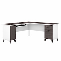 Somerset 72W L Shaped Desk with Storage in White and Storm Gray