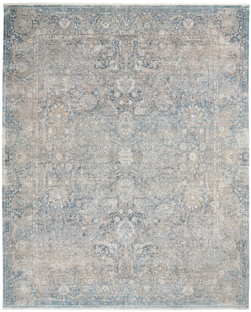 9'10" x 12'6" Cream Blue Rectangle Rug