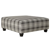 Transitional Cocktail Ottoman with Turned Leg