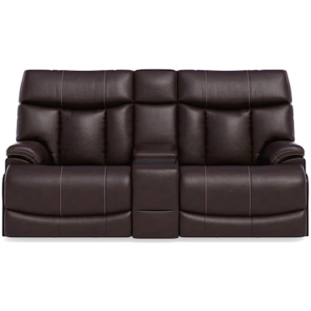 Bryant LEATHER RECLINING LOVESEAT W/CONSOLE, Walker's Furniture