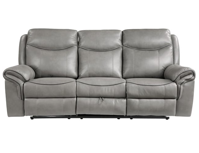 Aram 8206GRY3 Casual Manual Dual Reclining Sofa with DropDown Table and USB Ports American