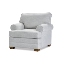 Transitional Rolled Arm Chair with Tapered Legs