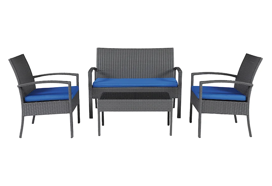 Alina Outdoor Loveseat/Chairs/Table Set at Furniture and More