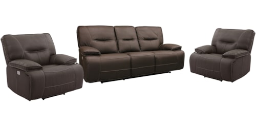Casual Power Reclining Sofa and Dual Recliners Set with Power Headrests