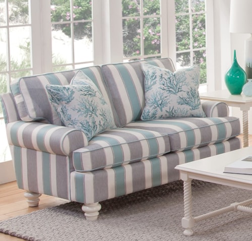 Transitional Loveseat with Turned Legs