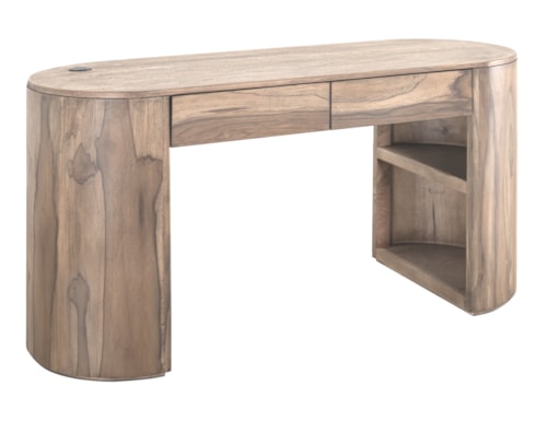 Modern Rustic 2-Drawer Desk with Power Station