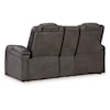 Benchcraft Fyne-Dyme Power Reclining Loveseat With Console