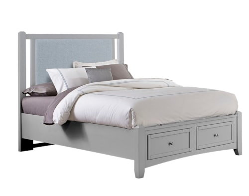 Transitional Upholstered Queen Bed with Footboard Storage