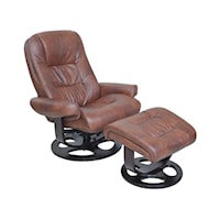 Casual Swivel Recliner and Ottoman Set with Wood Base