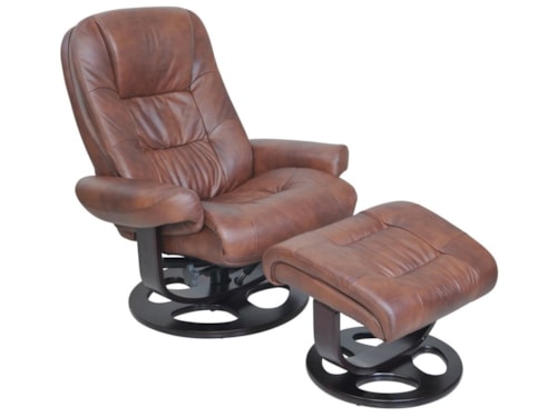 Casual Swivel Recliner and Ottoman Set with Wood Base