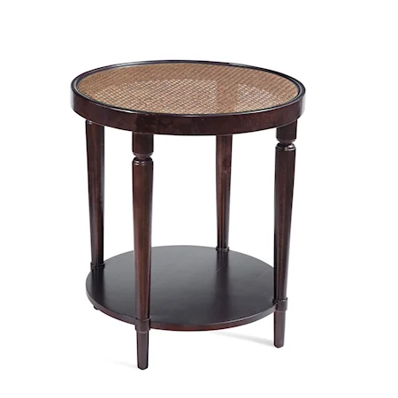 Transitional End Table with Cane Insert Top