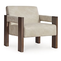 Faux Leather Accent Chair with Wood Frame