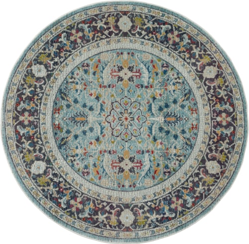 6'  Teal/Multicolor Round Rug
