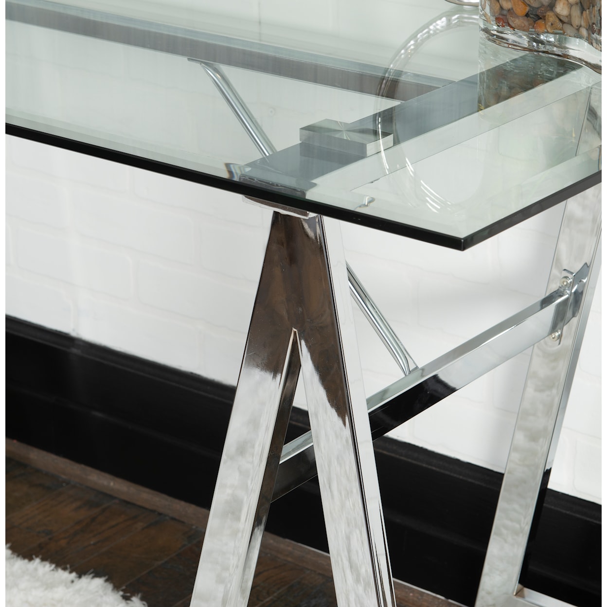 Powell Wynn Trestle Desk Chrome