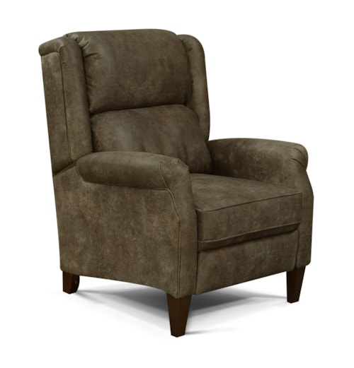 Transitional Push Back Recliner with Tapered Legs