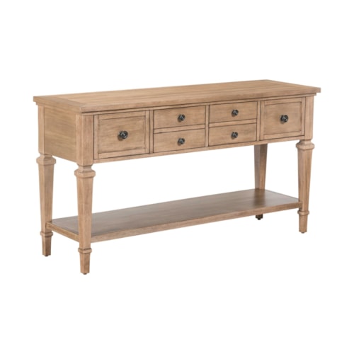 Traditional 4-Drawer Console Table with Additional Open Shelf