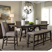 Transitional 6-Piece Counter-Height Dining Set with Upholstered Seating