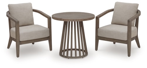 Outdoor Chairs With Cushions/Table (Set Of 3)