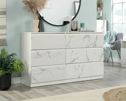 Contemporary Six-Drawer Dresser with Easy-Glide Drawers