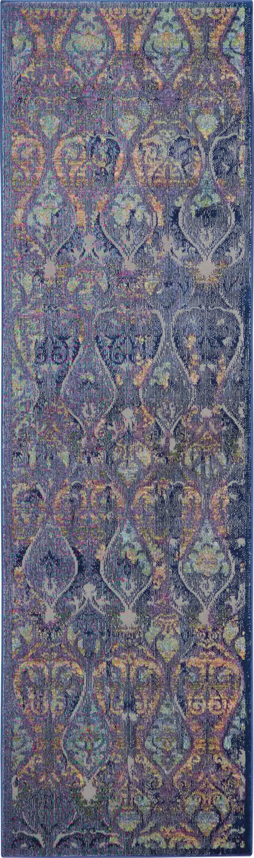 2' x 6' Navy/Multicolor Runner Rug