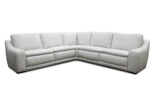 Casual 5-Piece Wall Hugger Sectional Sofa with Power Headrests