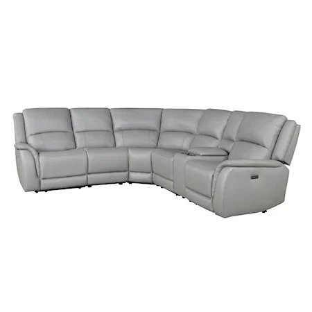 Casual Leather 6-Piece Power Reclining Sectional Sofa